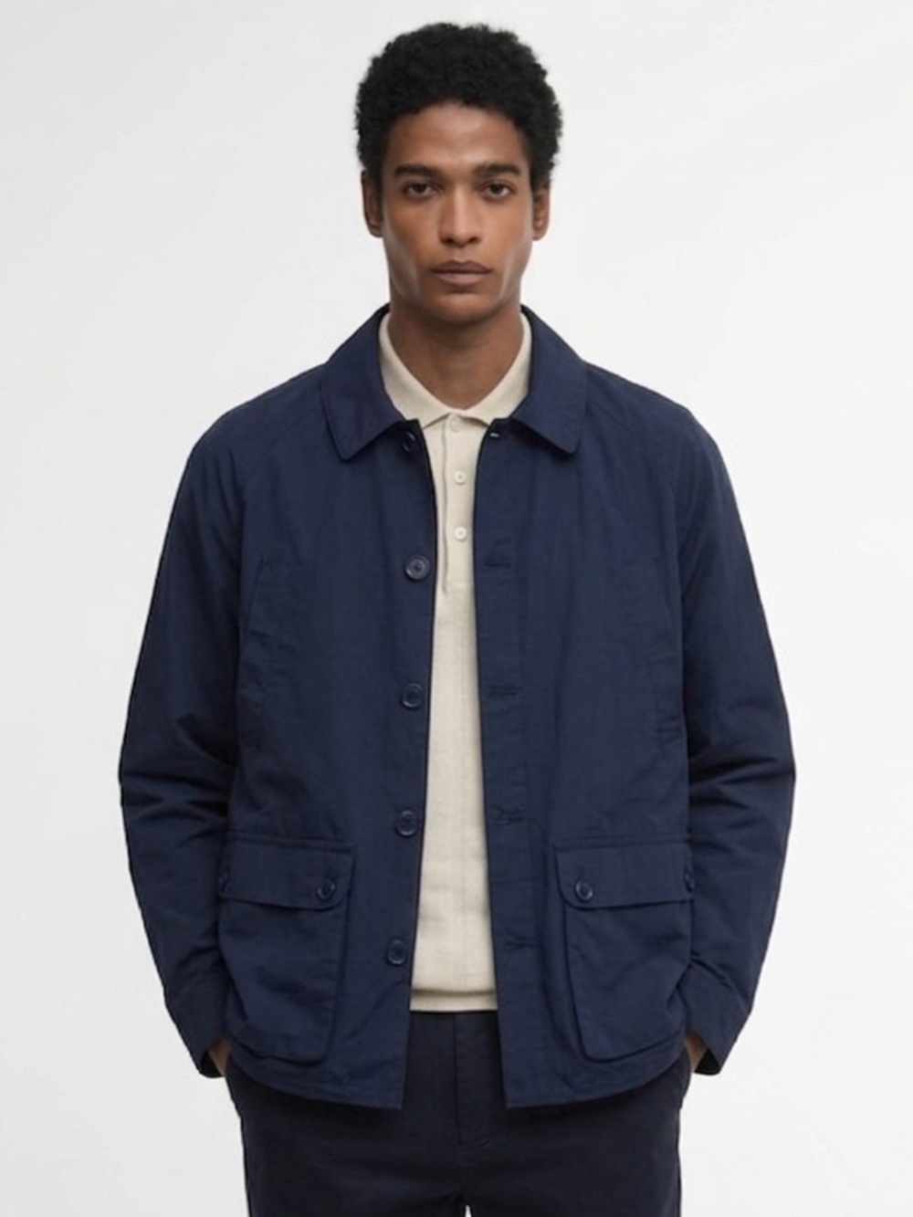 Barbour Transport Button-Up Utility Casual Jacket | Navy Blue